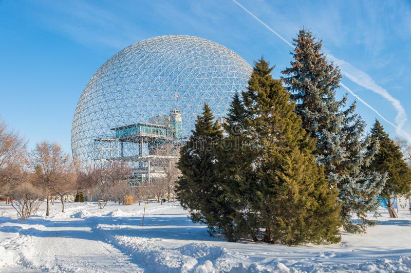 Biosfeer van Montreal in Parc Jean-Drapeau stock foto's