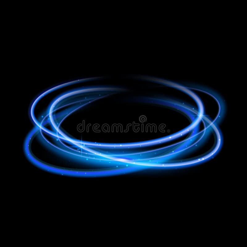 De blauwe achtergrond van het cirkel lichteffect Magische de lijnsleep van de wervelingsgloed Lichteffectmotie