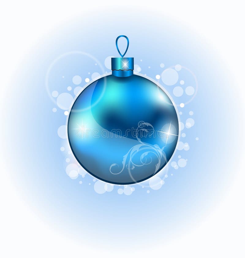 De blauwe bal van Kerstmis met fonkeling royalty-vrije illustratie De blauwe bal van Kerstmis met fonkeling royalty-vrije illustratie