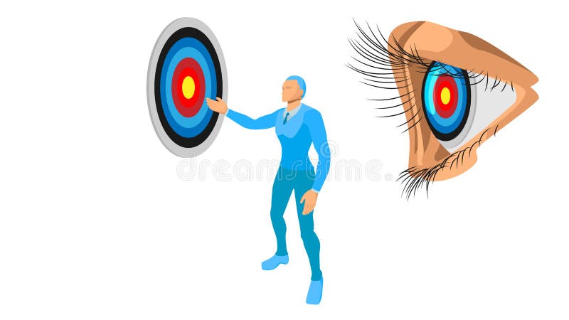 De blauwe ondernemers tonen het doel aan het onderwerp illustratienadruk op het doel vector illustratie De blauwe ondernemers tonen het doel aan het onderwerp illustratienadruk op het doel vector illustratie