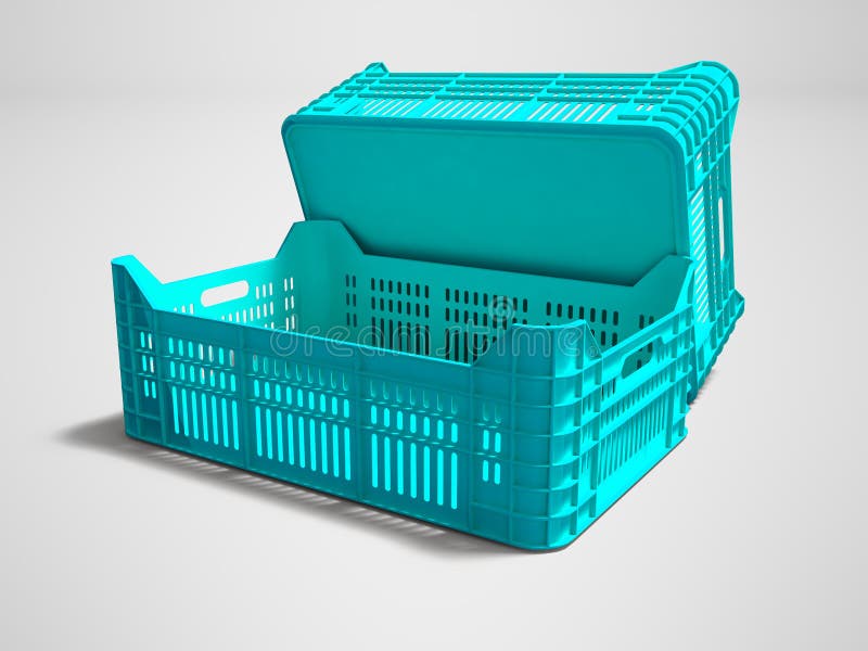 De blauwe plastic twee 3d dozen lege achtermening geeft op grijze achtergrond met schaduw terug royalty-vrije illustratie De blauwe plastic twee 3d dozen lege achtermening geeft op grijze achtergrond met schaduw terug royalty-vrije illustratie