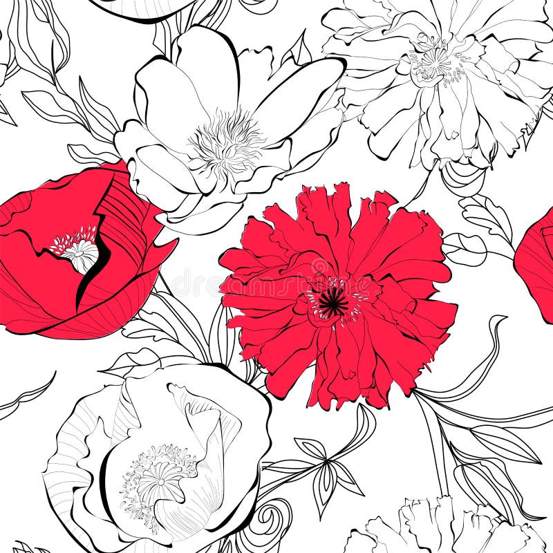 Seamless pattern with Poppy flowers. Seamless pattern with Poppy flowers