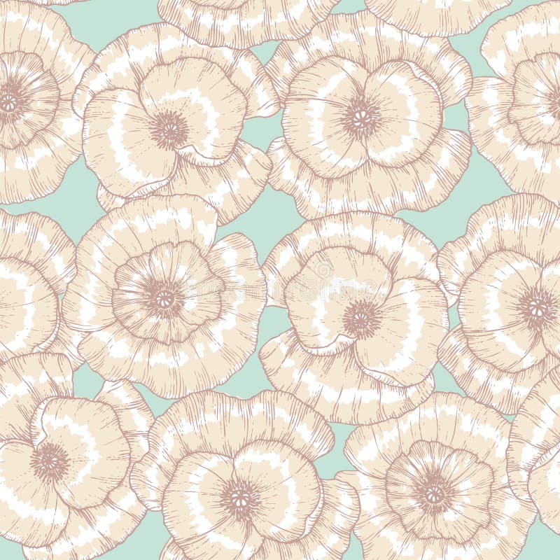 Seamless retro floral pattern with vintage poppy flower. Seamless retro floral pattern with vintage poppy flower