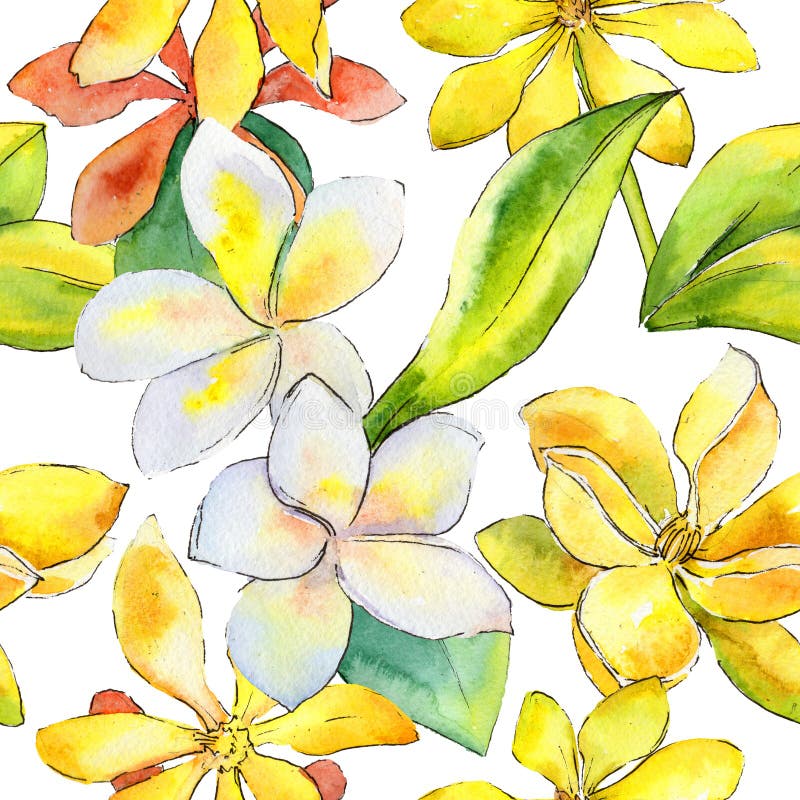 De bloempatroon van Wildflowergardenia in een waterverfstijl stock illustratie De bloempatroon van Wildflowergardenia in een waterverfstijl stock illustratie