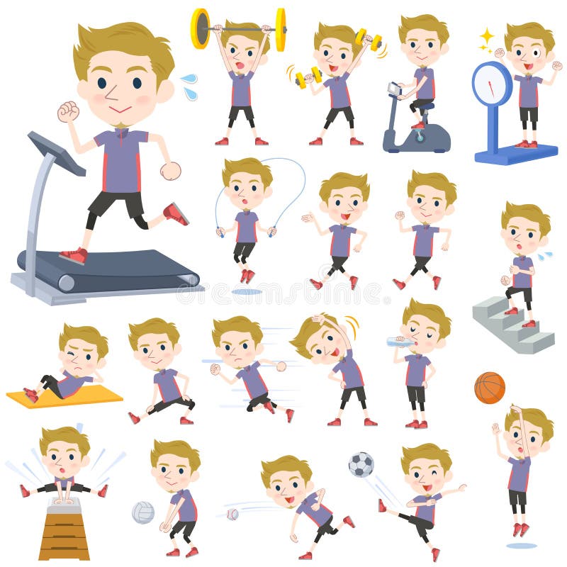 De blonde Sporten & de oefening van de haarmens Witte royalty-vrije illustratie De blonde Sporten & de oefening van de haarmens Witte royalty-vrije illustratie