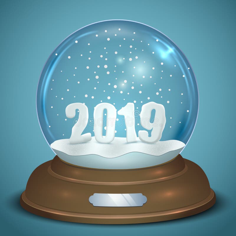 De Bol van de Kerstmissneeuw met 2019 Nieuwjarencijfers stock illustratie De Bol van de Kerstmissneeuw met 2019 Nieuwjarencijfers stock illustratie
