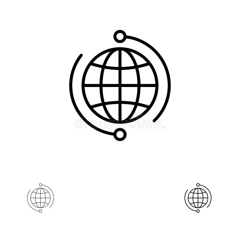 De bol, Zaken, verbindt, Verbinding, Globaal, Internet, het pictogramreeks van de Wereld Gewaagde en dunne zwarte lijn