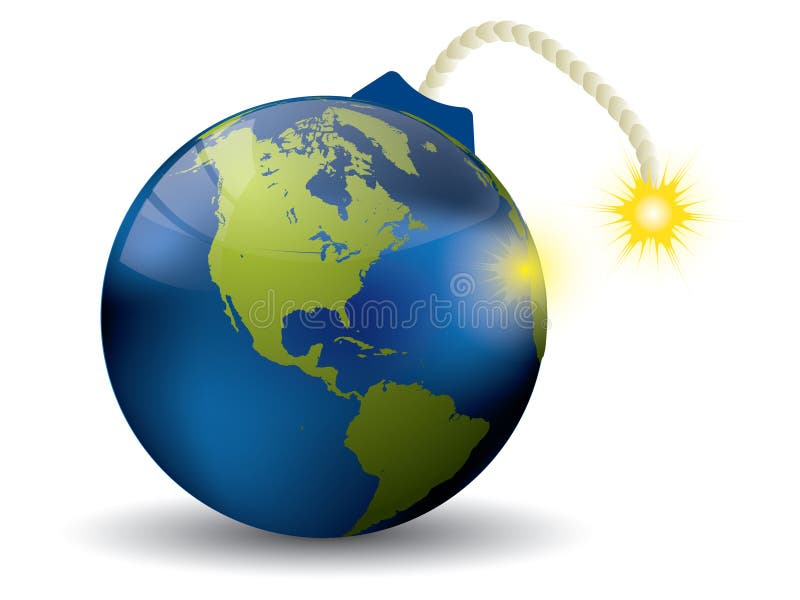 Earth bomb on white background. Earth bomb on white background