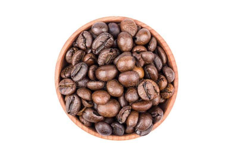 Koffiebonen in een kom stock afbeelding