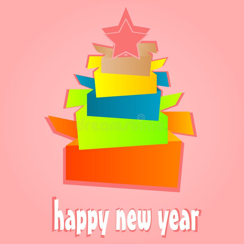 De Boom van het Nieuwjaar van de origami. de kaart van de Kerstmisvakantie stock illustratie De Boom van het Nieuwjaar van de origami. de kaart van de Kerstmisvakantie stock illustratie