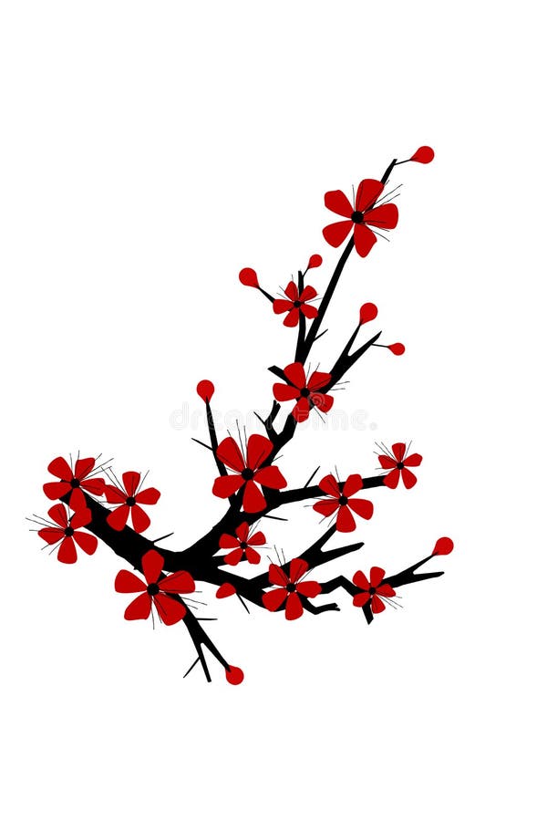 De boomsilhouet van de kersenbloesem
