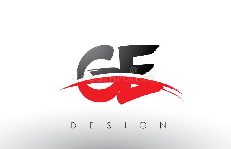 De Borstel Logo Letters van GE G E met Rode en Zwarte Swoosh-Borstelvoorzijde
