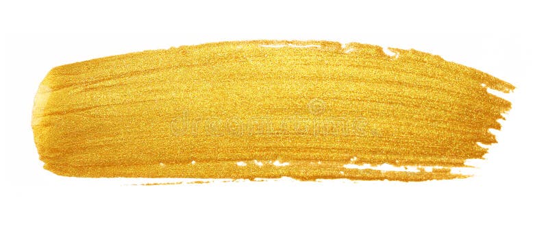 De borstelslag van de Goldedverf Schitter de gouden vlek van de kleurenvlek op whi