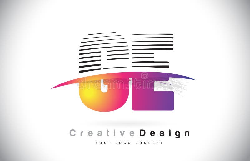 De Brief Logo Design With Creative Lines en Swosh van GE G E in Purpl