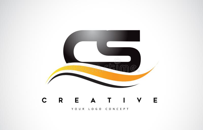 De Brief Logo Design van Cs C S Swoosh met Moderne Gele Swoosh-Kromme