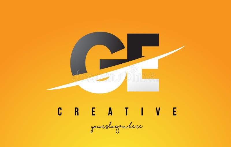 De Brief Modern Logo Design van GE G E met Gele Achtergrond en Swoo