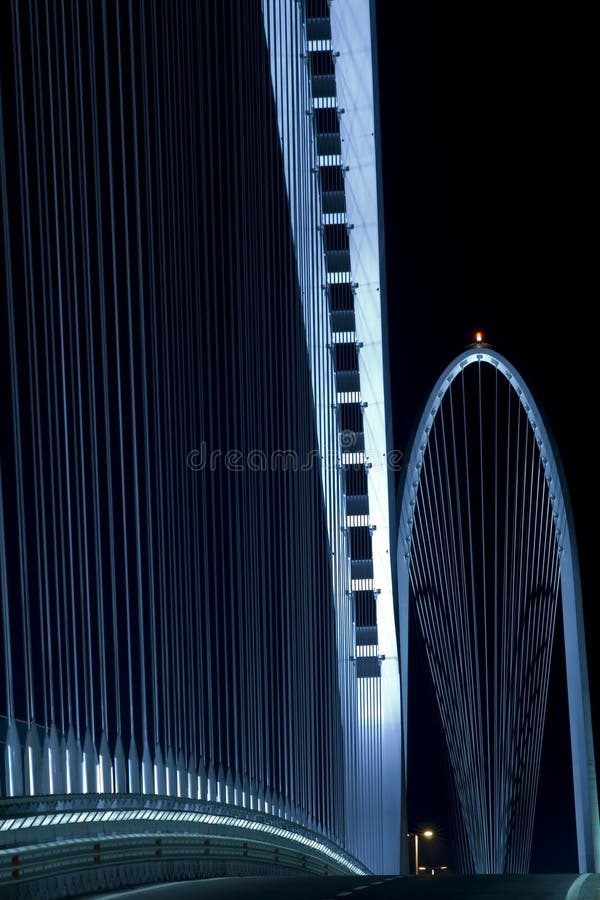 A modern bridge lights at night. A modern bridge lights at night