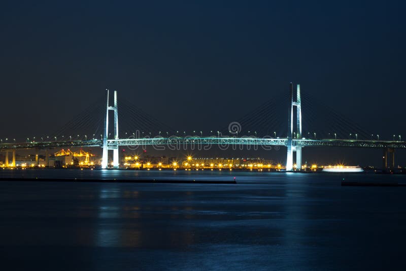 Yokohama Bay Bridge 's nachts royalty-vrije stock fotografie