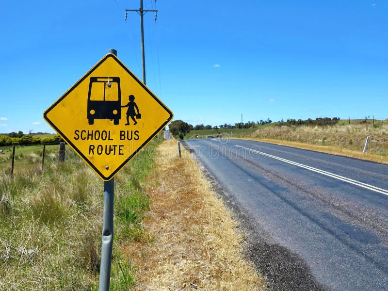 De busroute van de verkeersteken Australische school stock fotografie De busroute van de verkeersteken Australische school stock fotografie
