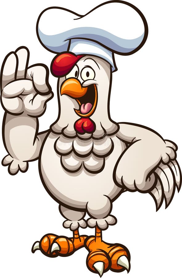 De chef-kok die van de beeldverhaalkip de heerlijke hand maken ondertekenen vector illustratie De chef-kok die van de beeldverhaalkip de heerlijke hand maken ondertekenen vector illustratie