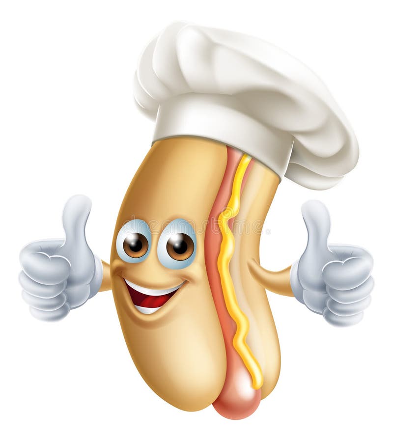 De Chef-kok van de beeldverhaalhotdog stock illustratie De Chef-kok van de beeldverhaalhotdog stock illustratie