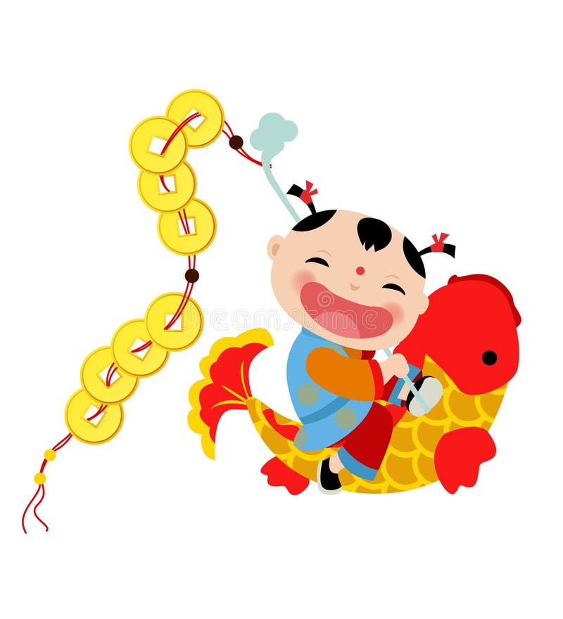 De Chinese jongen van Nieuwjaargroeten royalty-vrije illustratie De Chinese jongen van Nieuwjaargroeten royalty-vrije illustratie