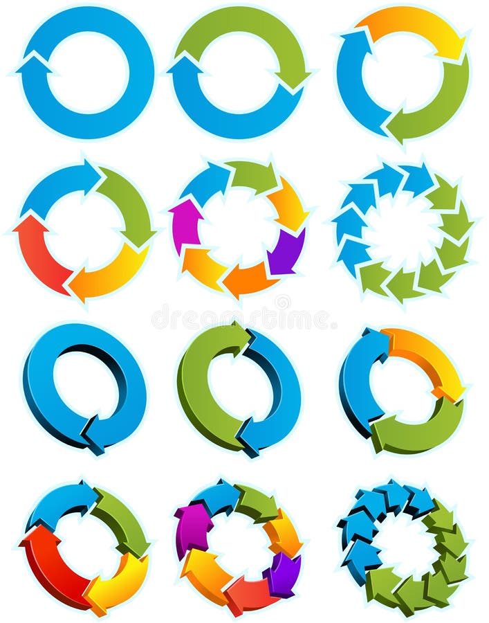 Set of Different arrow circles isolated on the white. Set of Different arrow circles isolated on the white