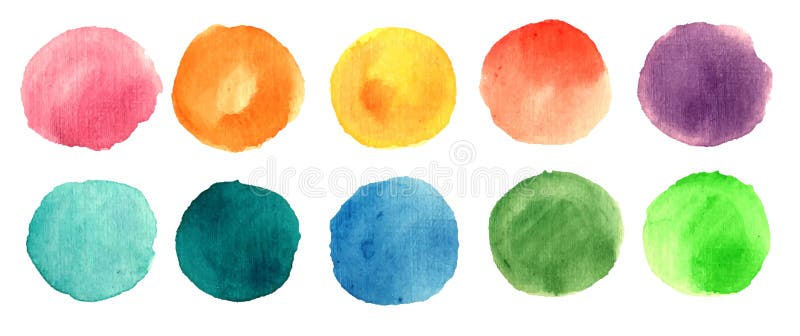 Colorful vector isolated watercolor paint circles. Colorful vector isolated watercolor paint circles