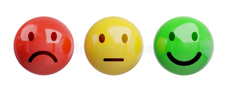 De classificatie van de klantentevredenheid met smiley het 3D teruggeven vector illustratie De classificatie van de klantentevredenheid met smiley het 3D teruggeven vector illustratie