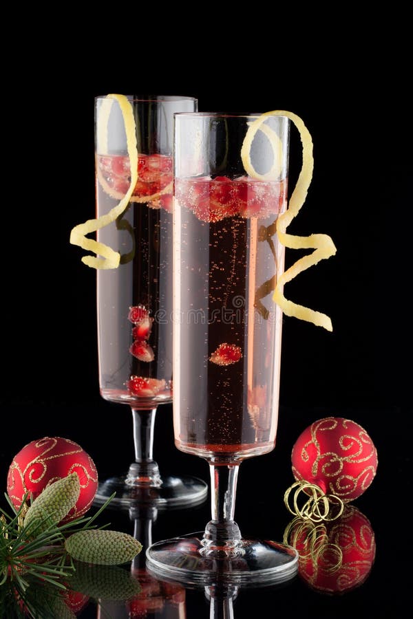 De Cocktail Van Champagne Van De Granaatappel Stock Foto Image of