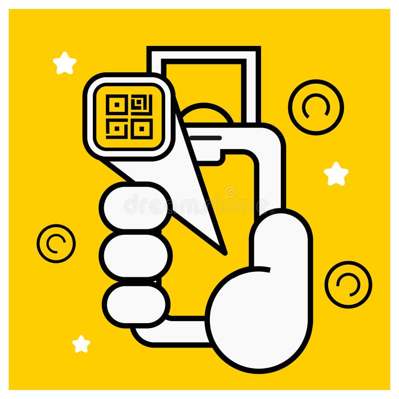 De code van het de telefoonaftasten van de handholding qr, online betaling royalty-vrije illustratie De code van het de telefoonaftasten van de handholding qr, online betaling royalty-vrije illustratie