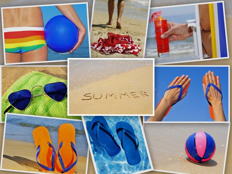 De collage van de zomer stock foto's De collage van de zomer stock foto's
