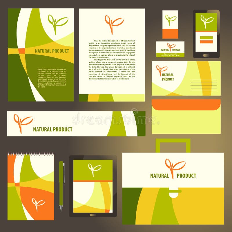 De collectieve reeks van het identiteitsmalplaatje Natuurlijk product vector illustratie De collectieve reeks van het identiteitsmalplaatje Natuurlijk product vector illustratie