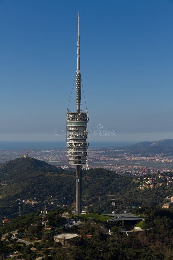 De communicatie Toren Barcelona Spanje van Collserola stock fotografie De communicatie Toren Barcelona Spanje van Collserola stock fotografie