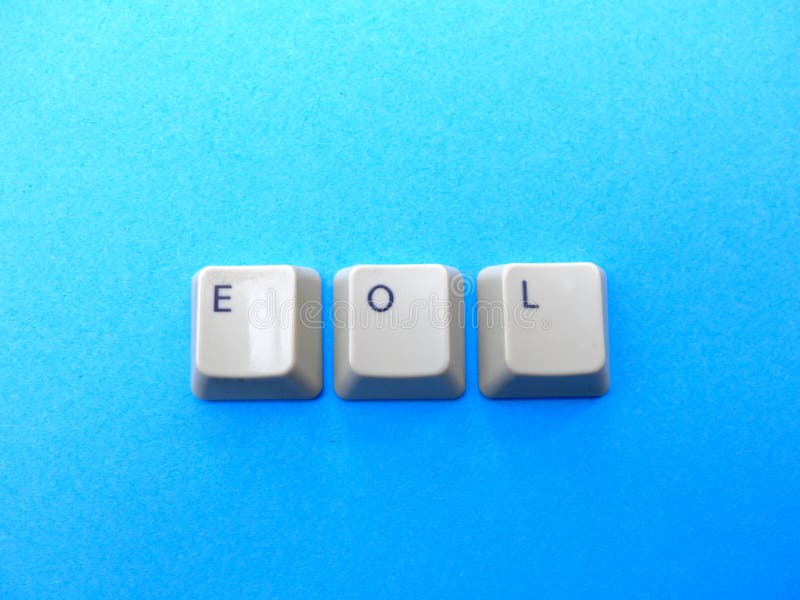De computerknopen vormen EOL End van levende afkorting Computer en Internet-jargon royalty-vrije stock afbeelding De computerknopen vormen EOL End van levende afkorting Computer en Internet-jargon royalty-vrije stock afbeelding