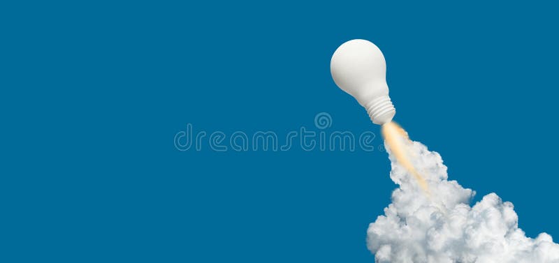 De concepten van de ideeëninspiratie met raket lightbulb op blauwe achtergrond Opstarten van bedrijven of doel aan succes royalty-vrije stock afbeeldingen De concepten van de ideeëninspiratie met raket lightbulb op blauwe achtergrond Opstarten van bedrijven of doel aan succes royalty-vrije stock afbeeldingen