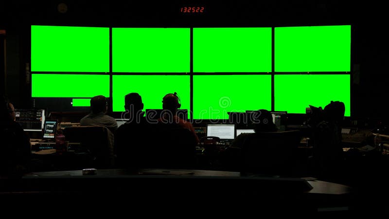 De controlekamer van de nieuwsuitzending nog steeds 1 groen