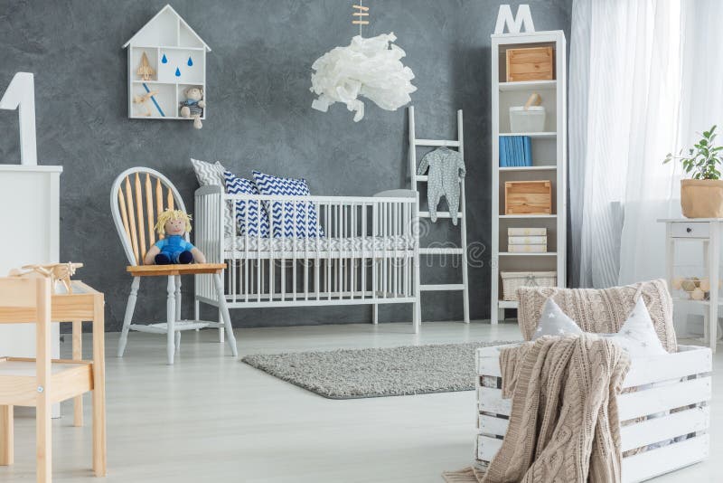 De creatieve slaapkamer van de stijlbaby royalty-vrije stock afbeelding De creatieve slaapkamer van de stijlbaby royalty-vrije stock afbeelding