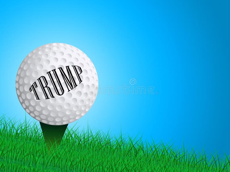 Trump Golf Course Or Club Professional Tournament Or Leisure. Usa Political Golfer - 2d Illustration. Trump Golf Course Or Club Professional Tournament Or Leisure. Usa Political Golfer - 2d Illustration