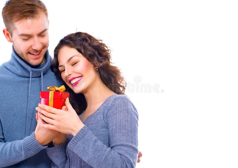 De dag van de valentijnskaart `s Gelukkig jong paar stock foto De dag van de valentijnskaart `s Gelukkig jong paar stock foto