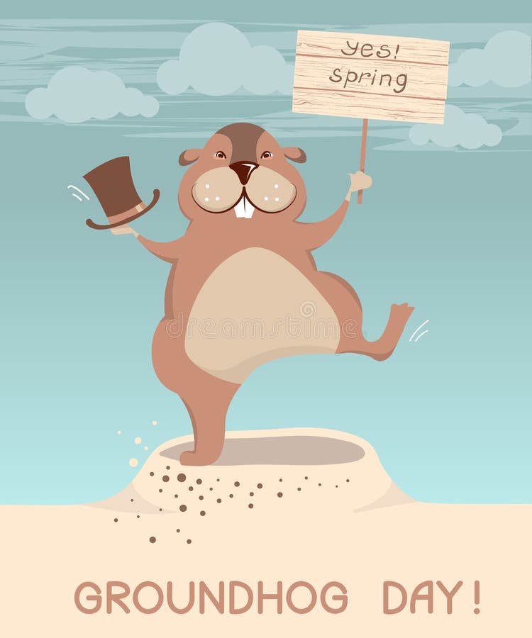 De Dag van Groundhog De vectorillustratie van marmotbeeldverhalen