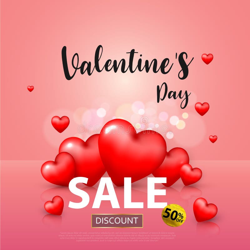 De dag van Valentine ` s, het malplaatje van de Verkoopbanner rood en Wit hart met het van letters voorzien op achtergrond vector illustratie De dag van Valentine ` s, het malplaatje van de Verkoopbanner rood en Wit hart met het van letters voorzien op achtergrond vector illustratie