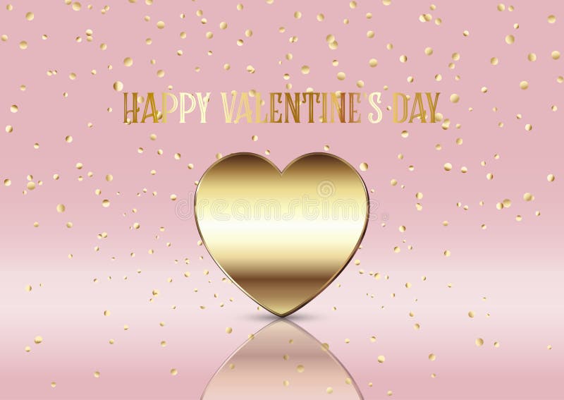 De Dagachtergrond van Valentine met gouden hart en confettien stock illustratie De Dagachtergrond van Valentine met gouden hart en confettien stock illustratie