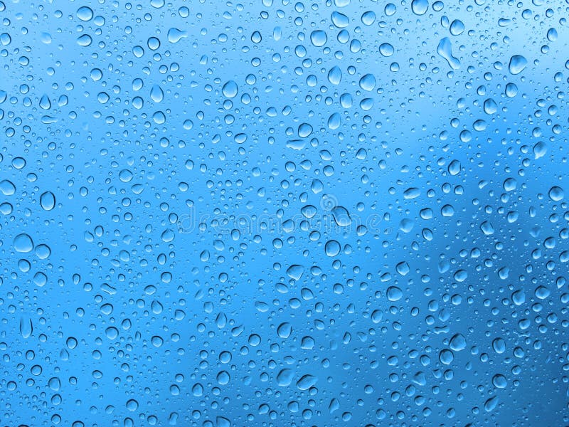 Blue water drops on window. background. Blue water drops on window. background.