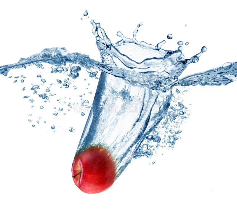 De dalingen van de appel diep onder water royalty-vrije stock afbeeldingen De dalingen van de appel diep onder water royalty-vrije stock afbeeldingen
