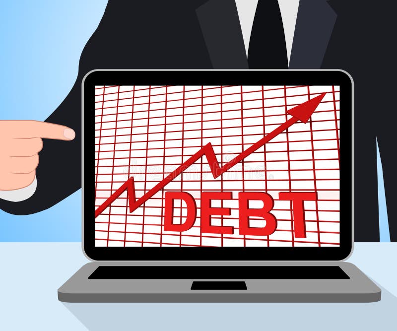 De de Grafiekvertoningen van de schuldgrafiek verhogen Financiële Schuldig vector illustratie De de Grafiekvertoningen van de schuldgrafiek verhogen Financiële Schuldig vector illustratie