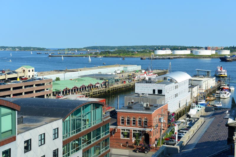 De de Oude Haven van Portland en Haven van Portland, Maine, de V.S. stock foto De de Oude Haven van Portland en Haven van Portland, Maine, de V.S. stock foto