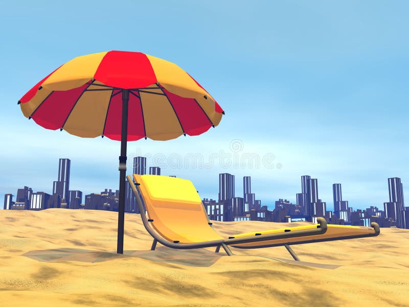 De de zomerontspanning, stad achter 3D geeft terug royalty-vrije illustratie De de zomerontspanning, stad achter 3D geeft terug royalty-vrije illustratie