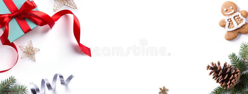 De Decoratieelement van de Kerstmisvakantie; Kerstmisgrens met spar