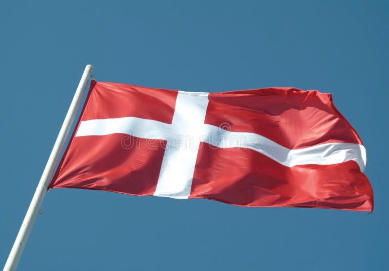 De Deense vlag van Denemarken of stock foto De Deense vlag van Denemarken of stock foto